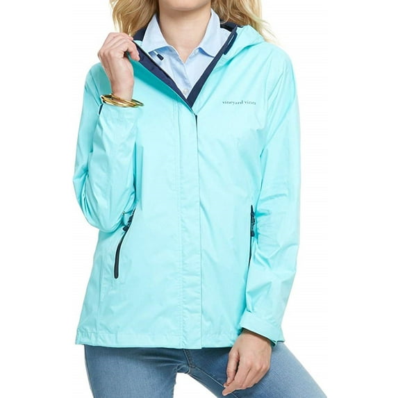 Vineyard Vines Women's Stow & Go Rain Coat Crystal Blue $165.00 (M) Medium