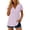 Purple, variant on Ahabrexf Extra Long Short Sleeve T-Shirts for Women Light Blue V-Neck Button Placket Collar Shirt