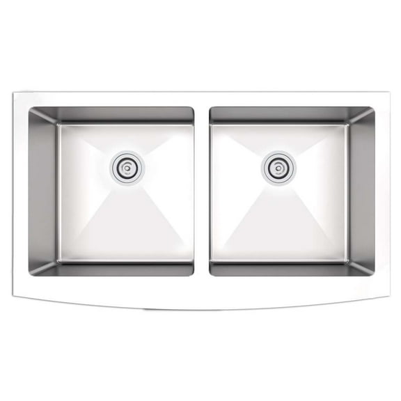 Undermount 35-7/8 in. 50/50 Apron Front 16 Ga. Stainless Steel Kitchen Sink