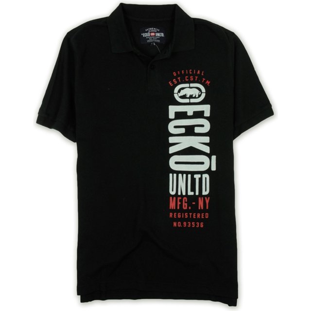 Ecko Unltd. Polo de rugby con gráfico Ss recién agregado para hombre, negro, mediano