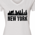 thumbnail image 4 of Inktastic New York Skyline Grunge Women's V-Neck T-Shirt, 4 of 5
