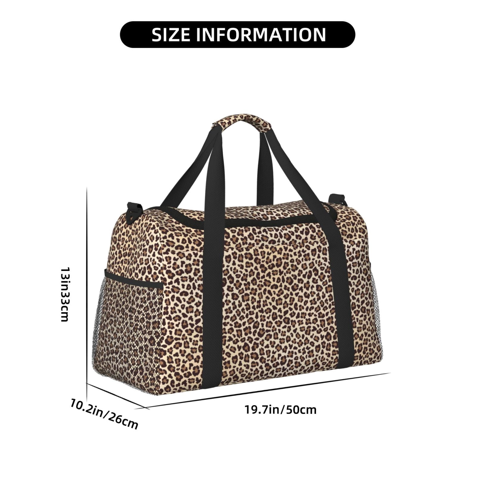 Fuzoiu Leopard Print-2 Print Travel Duffle Bag,Carry On Tote Bags,Duffel Bag,Sport Gym Bag, Hospital Bag for Labor and Delivery, Overnight Bag,Luggage Bag