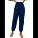 thumbnail image 3 of Pantalones de Verano Bohemios Informales de Negocios, Plisados, Elásticos, de Cintura Alta, de Pierna y con Bolsillos para Mujer. Azul Marino L, 3 of 9