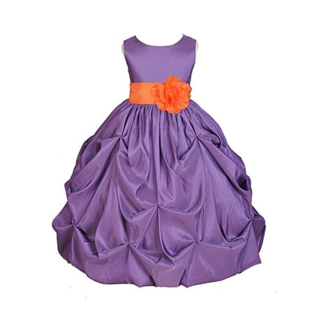 Flower Girl Pickup Ekidsbridal Purple Satin Taffeta Pick-Up Bubble Flower Girl Dresses Junior Toddler Formal Special Occasions Wedding Pageant Dresses Ball Gown Dance Recital Reception Birthday Girl Party 301S ()