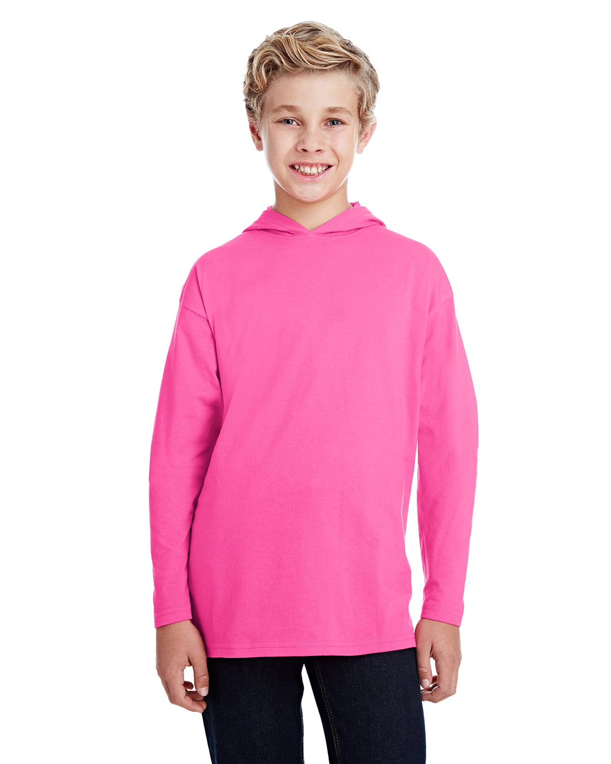 Anvil - The Anvil Youth Long-Sleeve Hooded T-Shirt - HOT PINK - S ...