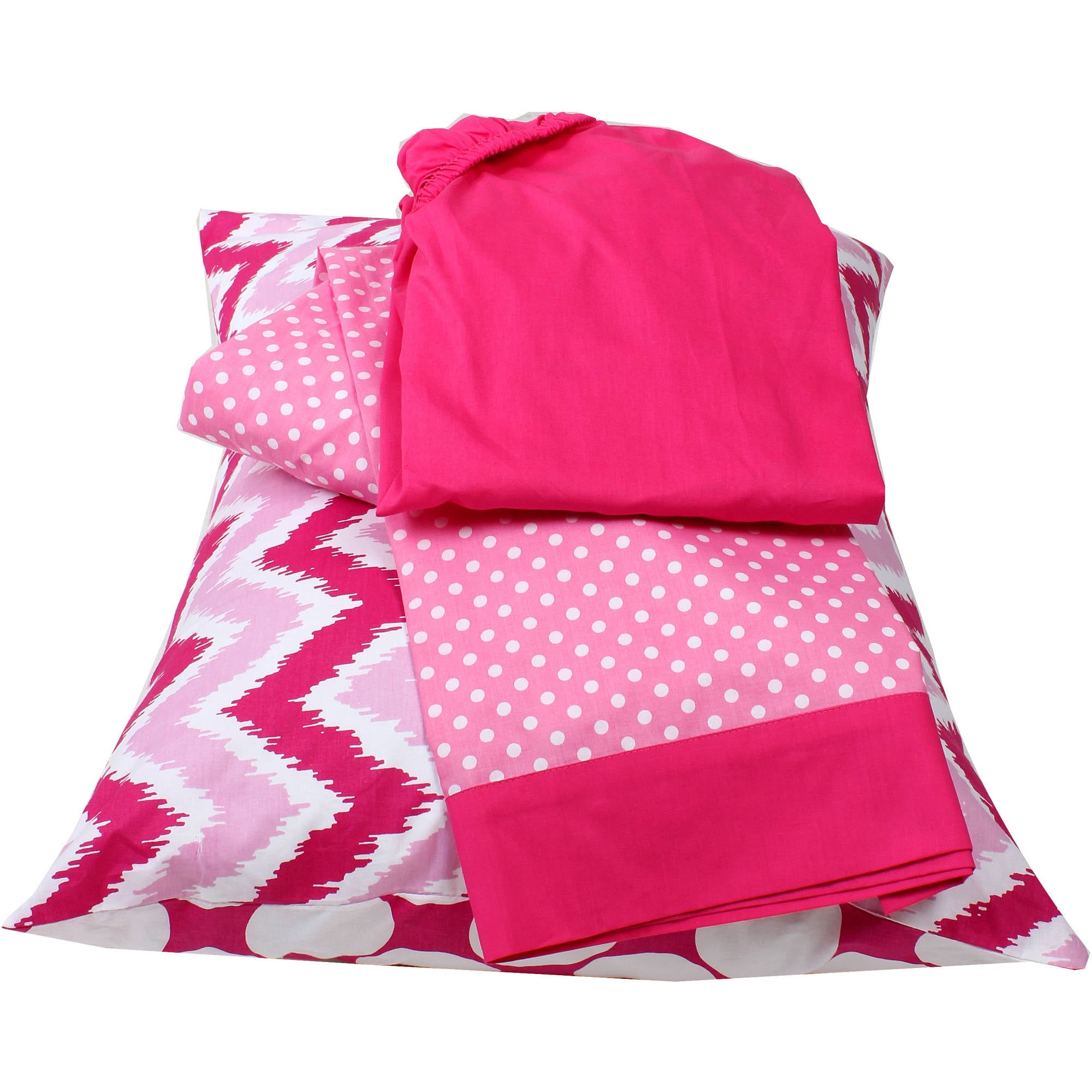 Bacati - MixNMatch 4 pc Toddler Bedding Set 100 Cotton Percale, Pink