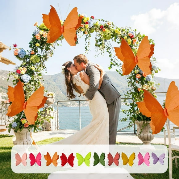 Cagogo 10 Pcs Décorations Papillons, Décoration Murale 3D Paper Butterfly pour Mariage et Fête, Ornements Colorés à Suspendre aux Fenêtres pour Cour de Festival, Arrangement de Scène Intérieur Extérieur pour la Maison
