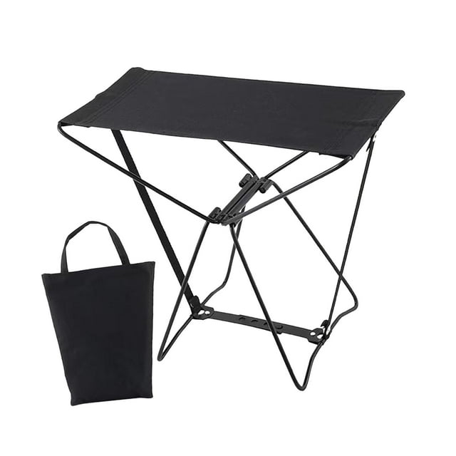 Taburete plegable portátil para acampar, reclinable, reposapiés, silla de pesca plegable Negro