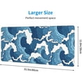 thumbnail image 3 of Japanese Blue and White Wave Gaming Mouse Pad Extended Large Mouse Mat Desk Pad, Stitched Edges Mousepad, Long Non-Slip Rubber Base Mice Pad, 31.5 X 11.8 Inch, 3 of 6