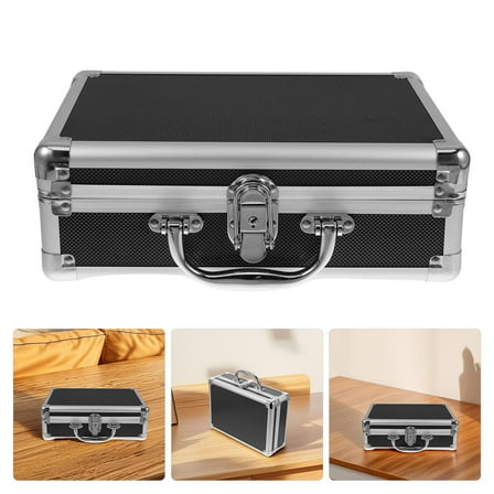 STOBOK Aluminum Alloy Small Toolbox with Lock Foam Lined Portable Tool Case Storage