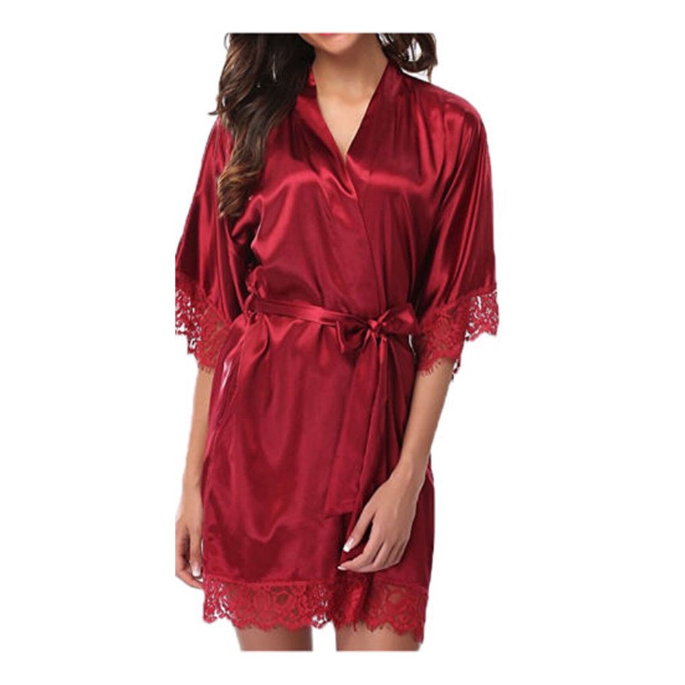 Tetyseysh Womens plain Silk Satin Robes Bridal Wedding Bridesmaid Bride Gown Bath Robe