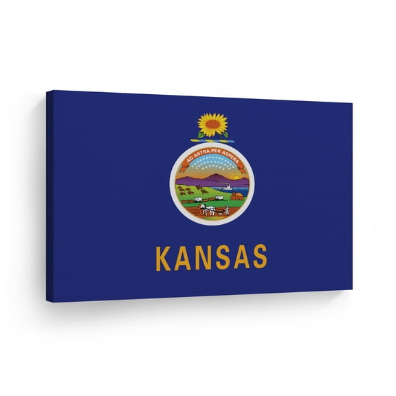 Smile Art Design Kansas State Flag CANVAS PRINT State Capital of the USA Flag Canvas Wall Art US State Flag Wall Art Home Decoration Living Room Dorm Office Decor Ready to Hang Made in the USA 30x40