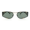 thumbnail image 2 of Womens Side Visor Retro Hipster Rimless Taper Rectangle Metal Rim Sunglasses Gold - Green, 2 of 5