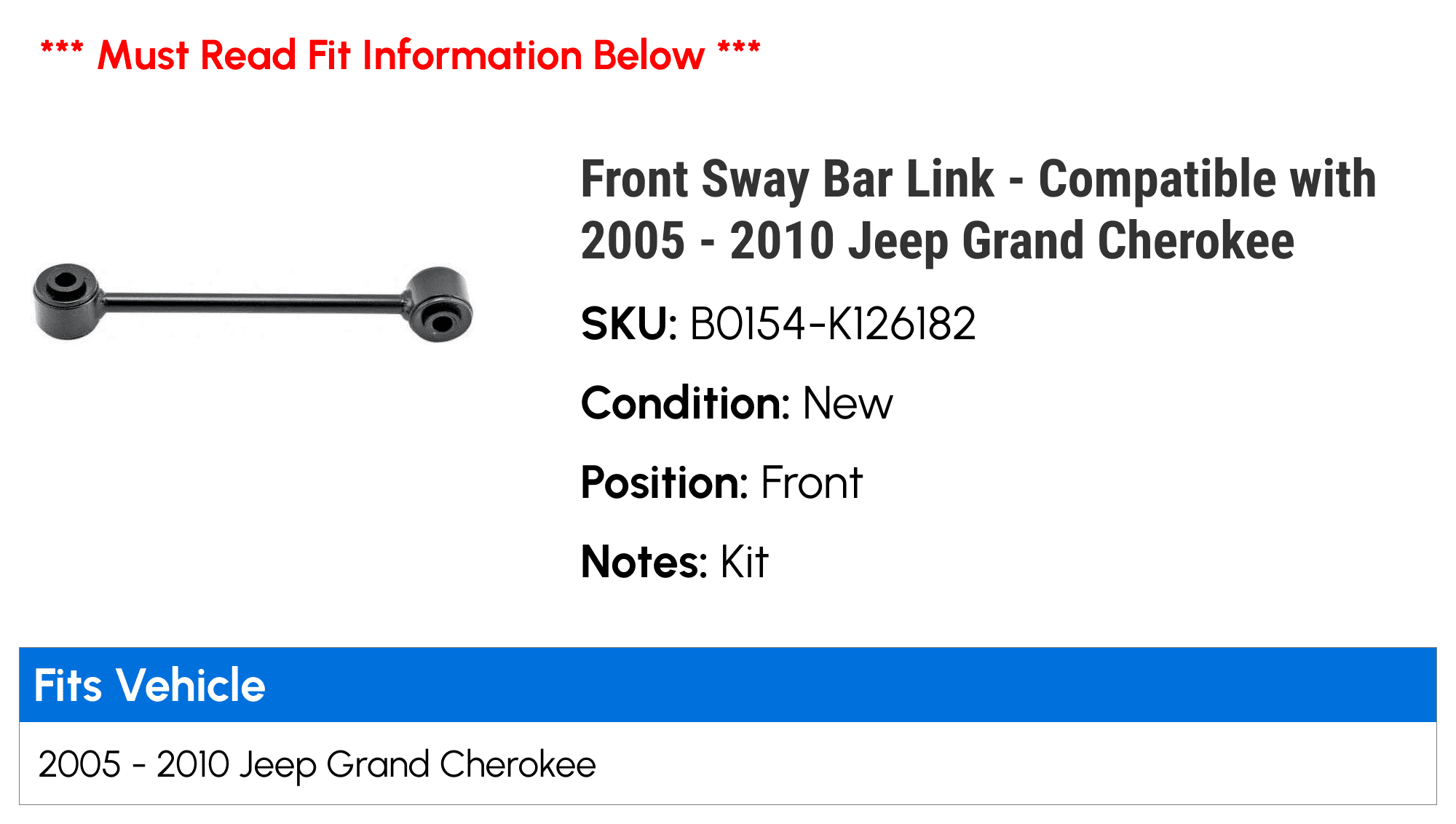 Front Sway Bar Link - Compatible with 2005 - 2010 Jeep Grand Cherokee 2006 2007 2008 2009