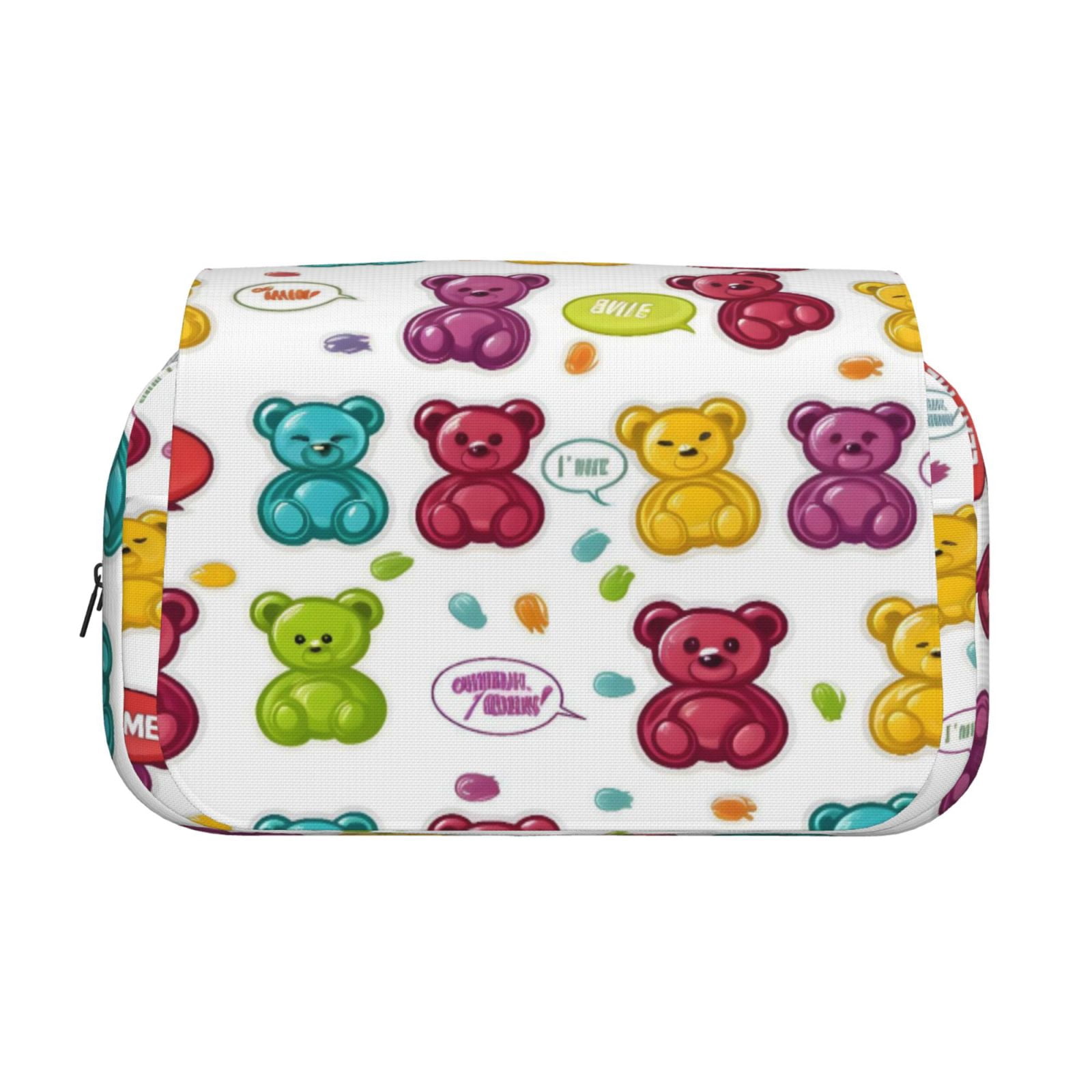 Large-Capacity Flip-Top Double-Layer Pencil Case, Multi-Functional Pocket Pen Case, Durable Stationery Organizer Colorful Gummy Bears Candies Jelly Sweets