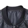 thumbnail image 4 of ZUKMRJPC Mens Faux Leather Jacket Full Zip Classic Vintage Solid Color Motorcycle Jackets Casual Lightweight Slim Fit Bomber Jackets, 4 of 7