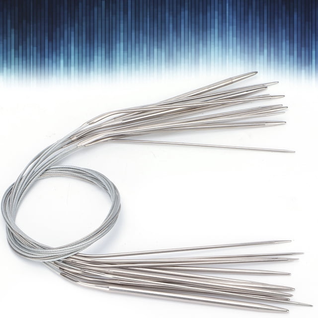 Smooth Stainless Steel Circular Knitting Needles Set, Durable Yarn Sliding Tips with Comfortable Grip for Basic Projects, Convenient Size Selection