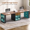 thumbnail image 6 of SEDETA Two Person Desk with Drawers, 90 Inch Long Office Desk with Storage Shelves, Double Gaming Desk, Wooden Couple Desk, Writing Table with Storage for Home Office, Black, 6 of 9