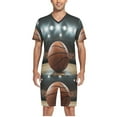 thumbnail image 5 of joogoo Men's Pajama Set Basketball V-Neck Pj Shorts Set 2 Piece Loungewear Sleepwear S, 5 of 7