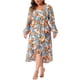 thumbnail image 4 of Vestido largo de mujer de talla grande Agnes Orinda, con mangas largas, escote en V, chiffon floral, vestido largo con cinturón 4X beige, 4 of 6