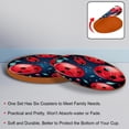 thumbnail image 4 of Seven Starred Ladybird Round Microfiber Leather Drink Coasters (6PCS) - Set of 6 Coasters, 11x11 cm/4.3x4.3 in, Stylish for Your Table - Black Color, 4 of 6