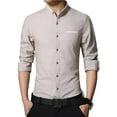 thumbnail image 3 of Men's Wrinkle-Resistant Soft Stand Collar Business Casual Slim Fit Shirt, 3 of 5