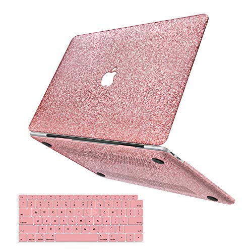 Anban Glitter Bling Smooth Protective Laptop Shell Slim Snap On Case with Keyboard Cover Compatible for MacBook Air 13 with Retina Display Rose Gold MacBook Air 13 Inch Case 2018 Release A1932 