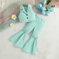 thumbnail image 4 of AherBiu Kid Toddler Girls Clothes 2 Piece Sets Button Down Blazer Vests with Flare Pants Spring Summer Outfits, 4 of 7