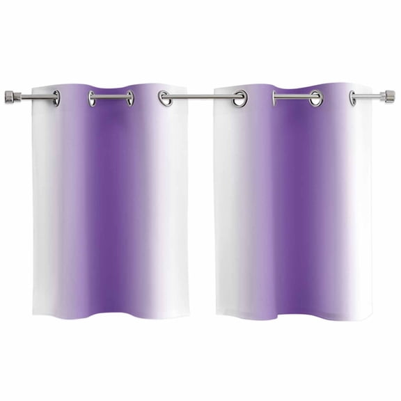 Purple White Ombre Kitchen Curtains Small Short 39 Inch Length, Modern Abstract Art Farmhouse Gradient Grommet Bedroom Living Room Curtains, Light Filtering Cafe Curtain Drapes 2 Panels Set 55''x39''