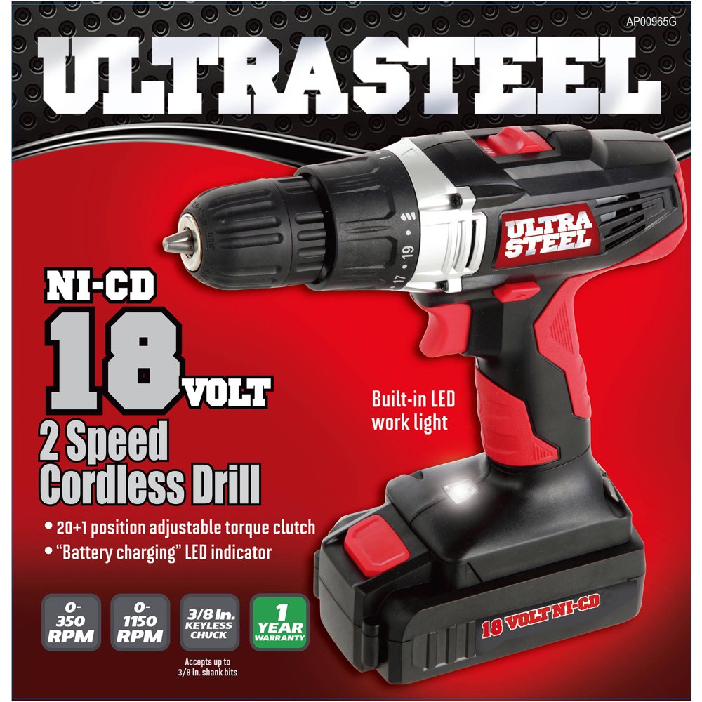 Ultra Steel 18V NiCd Cordless Drill/Driver