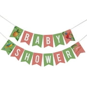 Inkdotpot Ready To Hang,Girl Baby ShowerBirthdayBunting, Pre StrungTropical Leave & Flamingo ThemeBaby ShowerDecorations,BuntingBannerFlags