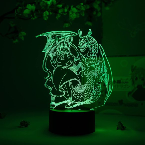 Tohru Dragon Maid Otaku Lamp – Miss Kobayashi's Dragon Maid – Anime Lamp Figure Night Light, 16 Color RGB LED – Remote, 3D Anime Room Décor Gift