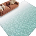 thumbnail image 2 of Gradient Teal Washable Living Room Rugs 6'x9', Abstract Morocco Teal Curved Lines Low Pile Throw Large Area Rug Non-Slip Sturdy Edge Binding Carpet for Dining Room Kitchen Office, 2 of 9