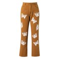 thumbnail image 1 of ITFABS Jeans Mode Femme Taille Haute Imprimé Papillon Pantalons Élégants, 1 of 5