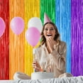 thumbnail image 6 of 8 Pack Rainbow Backdrop, 3.28 FT x 7.05 FT Backdrop Curtains, Metallic Fringe Curtains Tinsel Bakdrop Party Streamer, Wedding Decor Rainbow Party Decorations Pride Photo Booth Props, 6 of 14