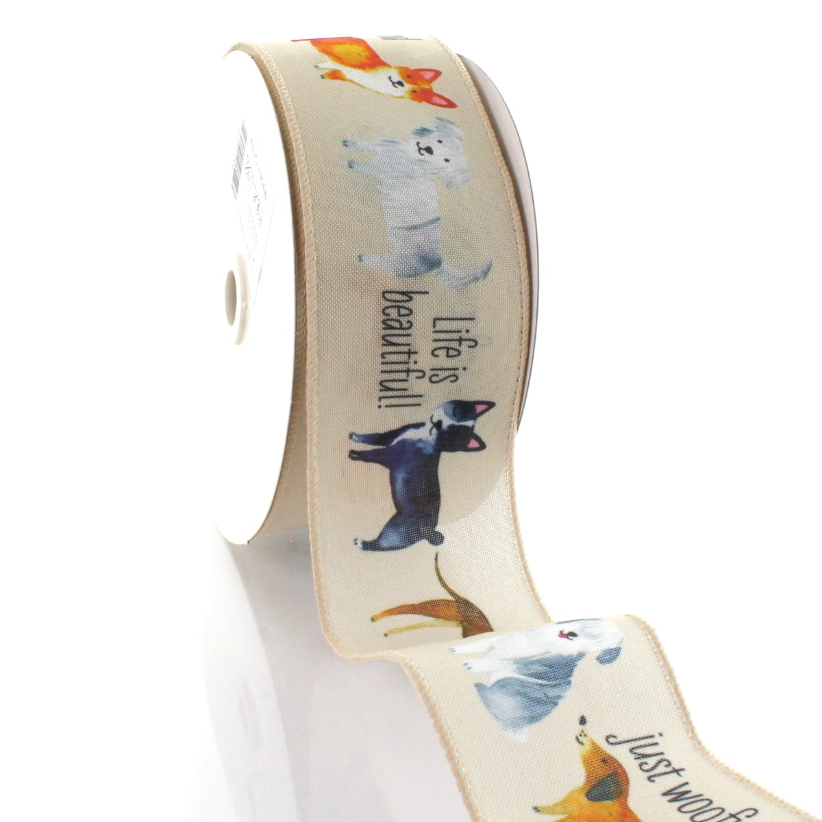 2 1/2" Wired Ribbon Dogs Life 25 Yards