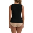 thumbnail image 3 of INSPIRE CHIC Women's Zippers Nursing Relaxed Fit Tank Wide Straps U-Neck Long Postpartum Vest M Black, 3 of 5
