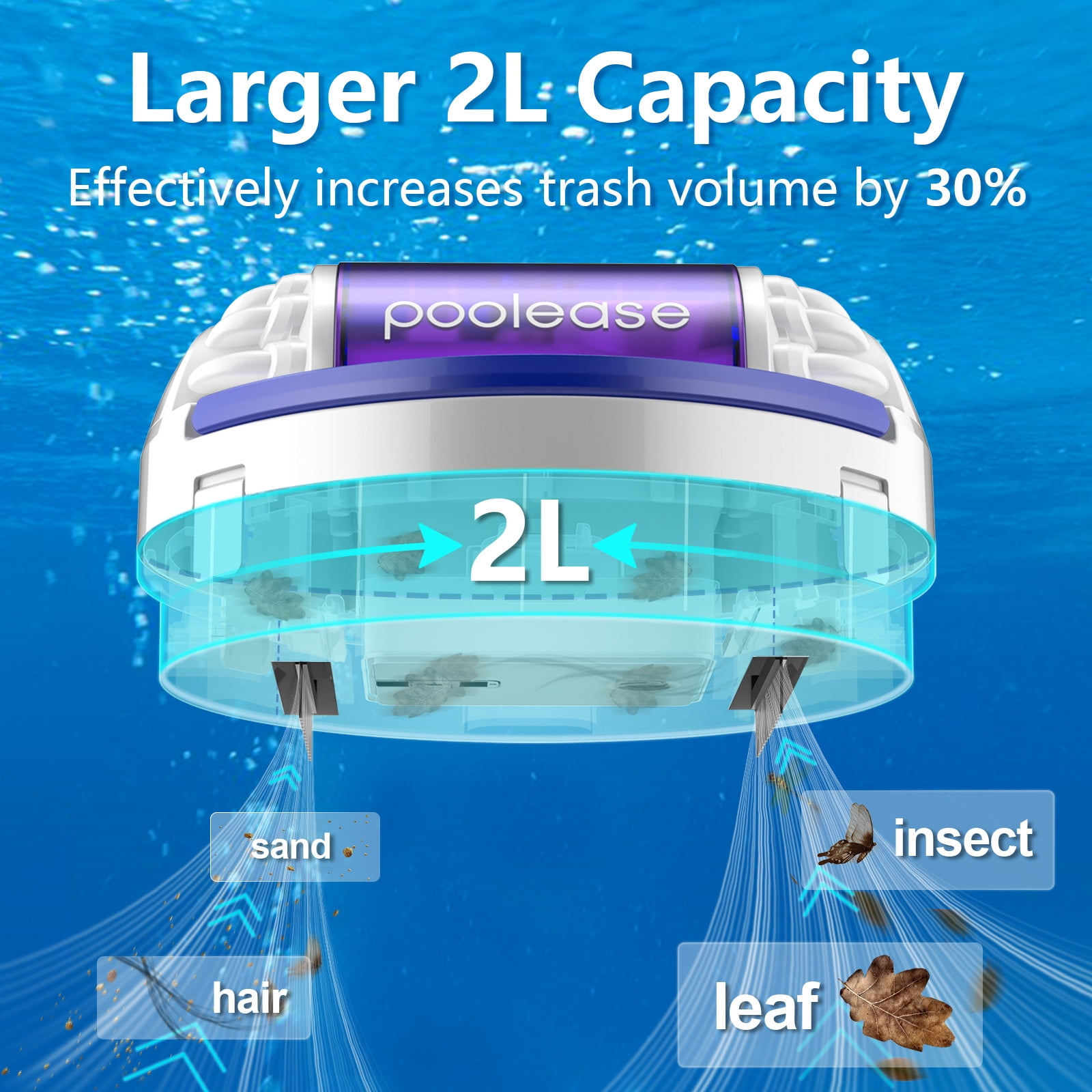 Poolease X2 Cordless Robotic Pool Cleaner, Pool Vacuum for Above Ground Pool, Self-Parking, LED Indicator, Dual-Motor Ideal for Above/Inground Pool, 90Min