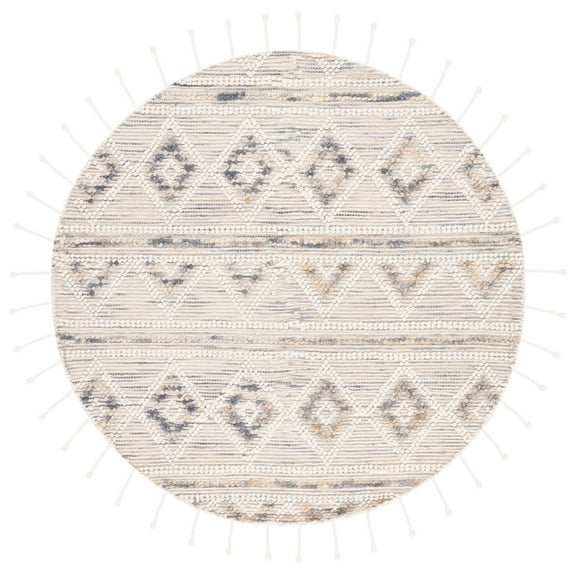 SAFAVIEH Natura Chloe Southwestern Area Rug, Ivory/Grey, 6' x 6' Round