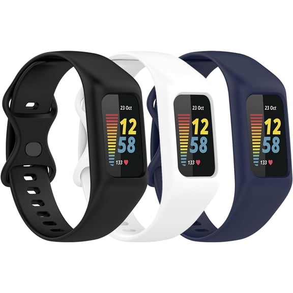 MYKOMI 3 Pack Soft Watchband Compatible with Fitbit Charge 6, Charge 5, Charge 4, Charge 3/3SE Silicone Wristband All-round Protective Band Replacement Bracelet Strap