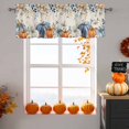 thumbnail image 6 of Pumpkin Eucalyptus Leaf Valances for Windows, 54 x 18in, Thanksgiving Fall Plant Linen Rod Pocket Kitchen Valance Curtain Light Filtering Window Treatments for Living Room Bedroom, 1 Panel, 6 of 7