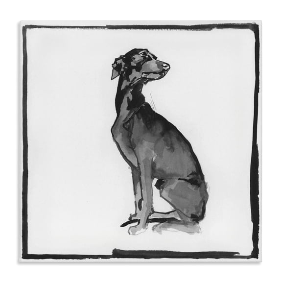 Stupell Industries Contemporary Minimal Dog with Border Canvas Art, 24 x 24, by cartissi