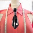 thumbnail image 6 of Women's Neck Tie Narrow Neckties Silky Ribbon Brooch for Uniform Blouse DIY white black, 6 of 8