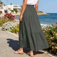 thumbnail image 6 of biudgviw Women's Maxi Skirt Casual Elastic Waist Tiered A-Line Skirt Summer Boho Flowy Long Skirts with Pockets for Beach Travel, 6 of 7