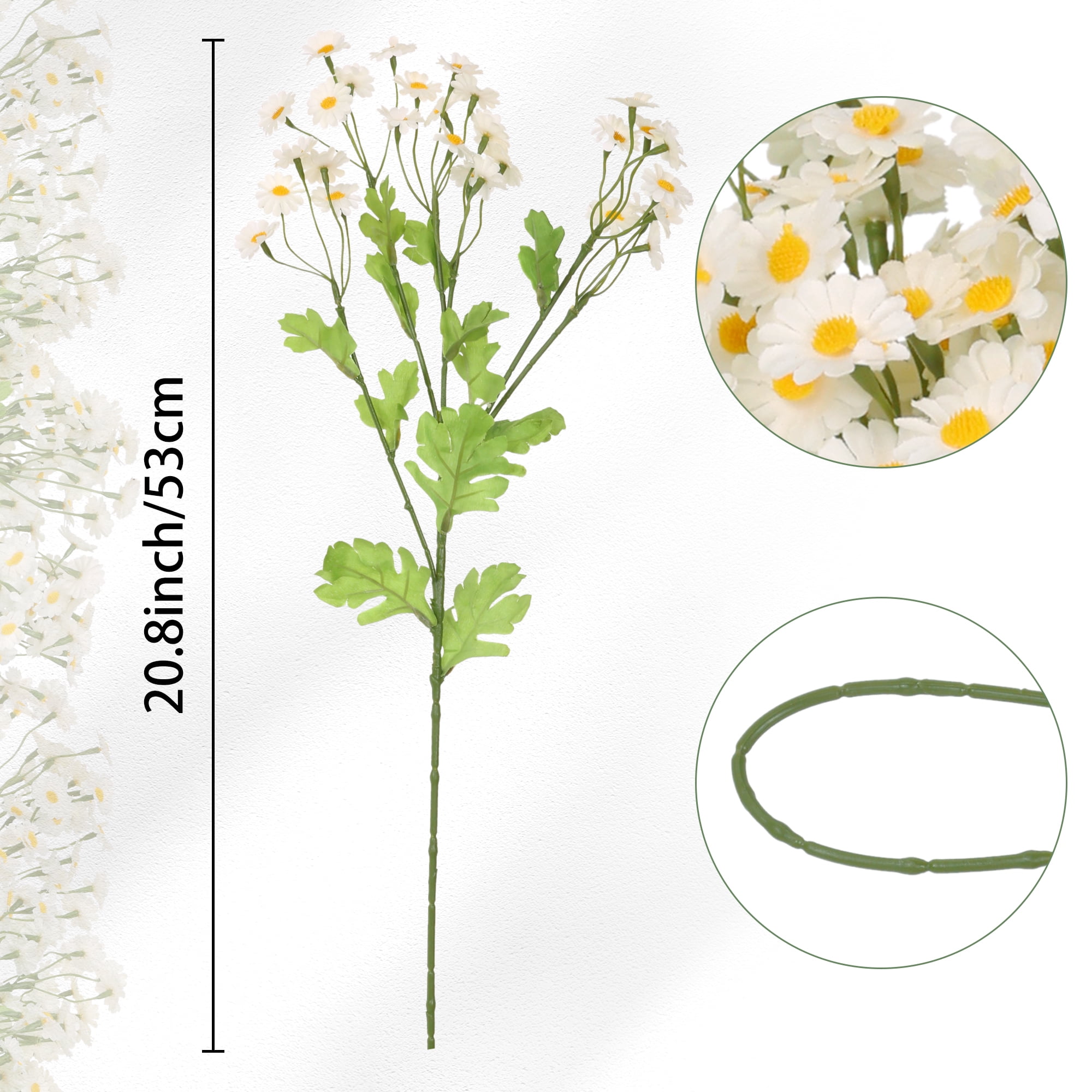 Unique Bargains 6 Bundles Artificial DaisiesFake Floral Plants with Stems White