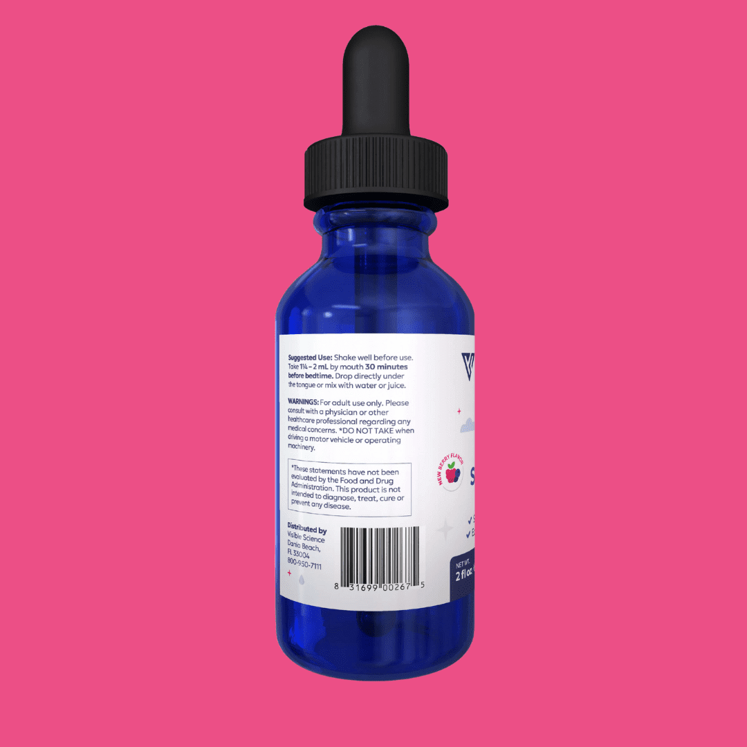 Visible Science Sleep Drops – Flavor Liquid Sleep Aid Supplement – Berry, 2 fl oz (60 mL)