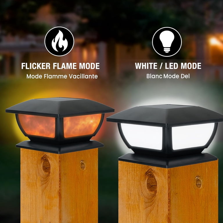 BlueYang Solar Post Flame Light,Outdoor Deck Fence Post Cap LED Lig BlueYang Solar Post Flame Light,Outdoor Deck Fence Post Cap LED Lig
