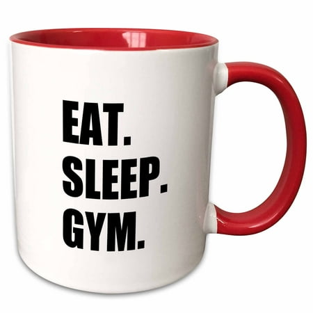 3dRose Eat Sleep Gym - text gift for exercise and keep fit fitness enthusiast - Two Tone Red Mug,