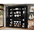 thumbnail image 2 of 100% Solid Wood Kitchen Pantry Storage Cabinet with Glass Doors, Adjustable Shelves and 2-Drawers, Black China Cabinet, 2 of 6