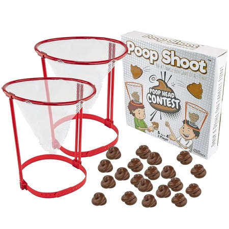 Fairly Odd Novelties: Poop Shoot - Head Hoop Tossing Game, Hilarious Plush Poop Basketball Contest, Mesh Nets, Party Night, Novelty Toy, Family & Kids